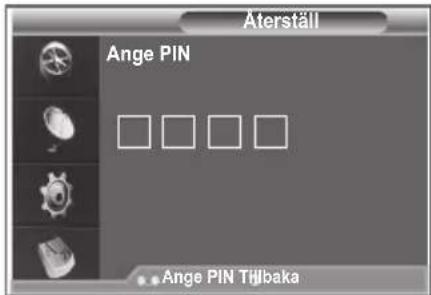 Äterställ Ange PIN Ange PIN Tilbaka