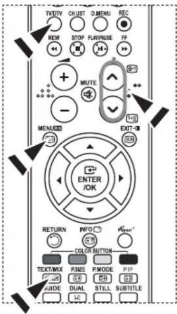 TV/DTV CHUST D.MENU REC REW STOP PLAYVALUE FF MUTE - MENU EXIT-01 20 ENTER /OK RETURN INFO VOUT COLOR BUTTON TEXT/MIX P.SIZE P.MODE PPIP GUIDE DUAL STILL SUBTITLE 140