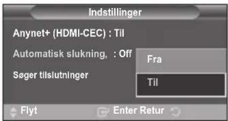 SAMSUNG LE37R89BD - Sådan slukkes for en Anynet+ enhed, när der er slukket for tv'et - 3