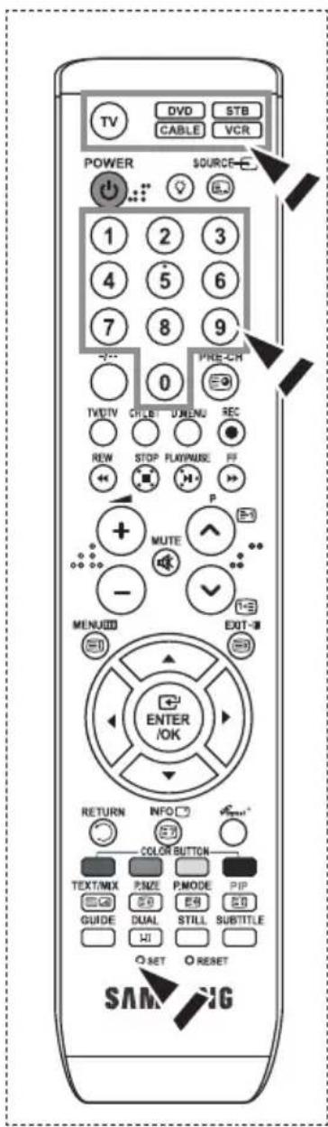 SAMSUNG LE37R89BD - Indstilling af fjernbetjeningen - 1
