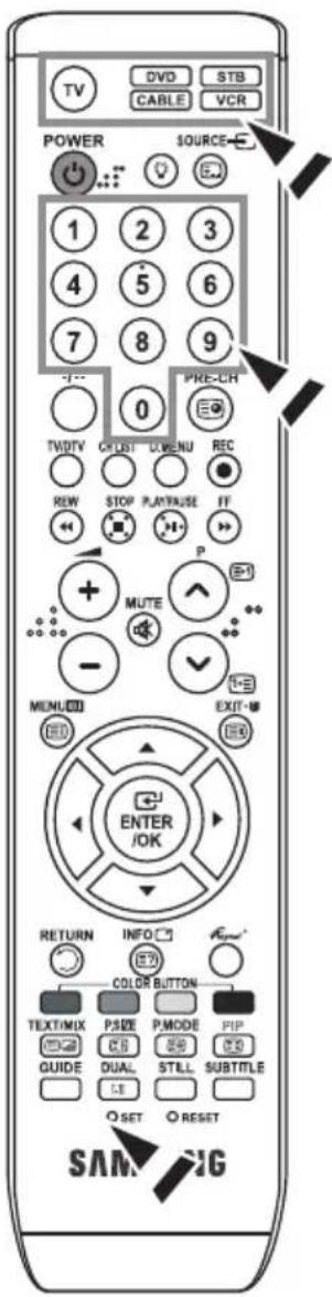 TV DVD STB CABLE VCR POWER SOURCE 1 2 3 4 5 6 7 8 9 0 PRE-CH TVDTV CPU/DST D/WENU REC REW STOP PLAY/MAKE FF P MUTE - - MENU EXIT ENTER /OK RETURN INFO COLOR BUTTON TEXT/MIX PSIZE PMODE PIP GUIDE DUAL STILL SUBTITLE SET RESET SAM/UG