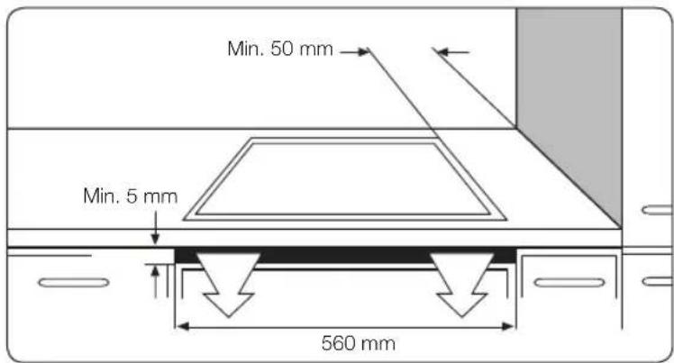 Min. 50 mm Min. 5 mm 560 mm