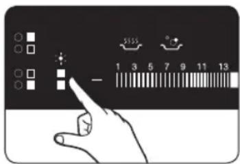 Diagram showing a hand interacting with a touchscreen display and a barcode, with numbered labels 1 to 13.