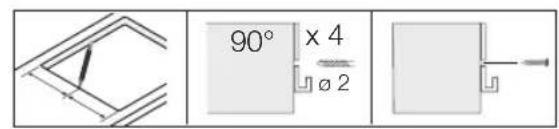 90° x 4 Ø 2