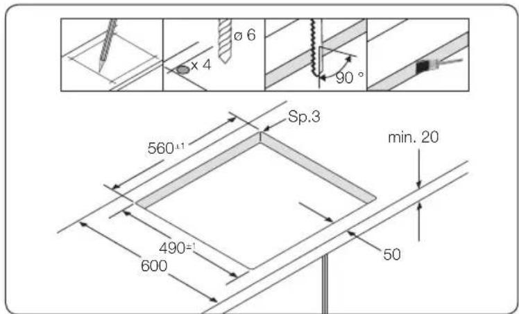 Sp.3 560±1 490= 600 min. 20 50 x 4 σ 6 90°