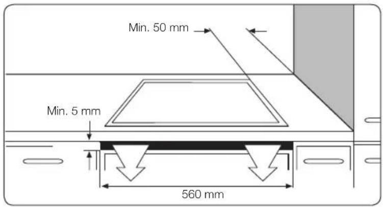 Min. 50 mm Min. 5 mm 560 mm
