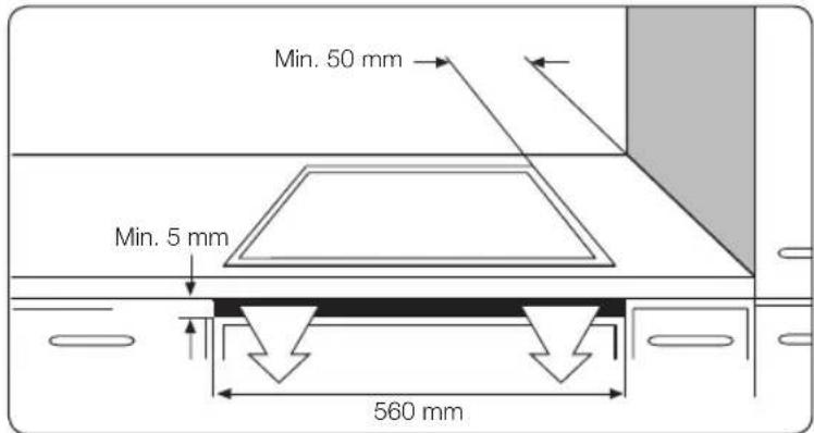 Min. 50 mm Min. 5 mm 560 mm