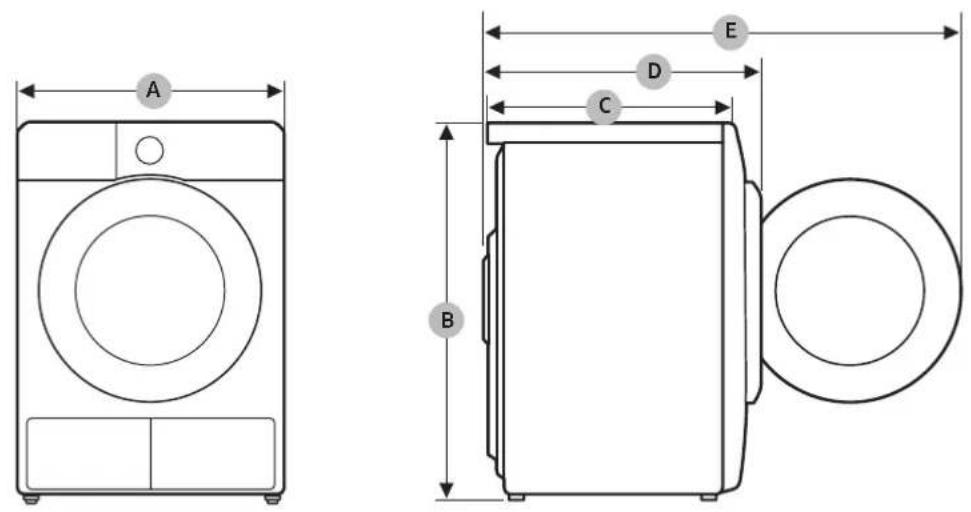 SAMSUNG DV90N62631W - Tekniset tiedot - 1