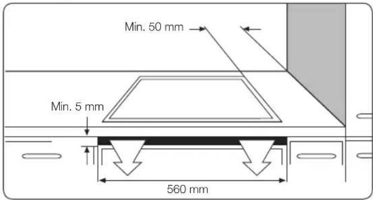 Min. 50 mm Min. 5 mm 560 mm