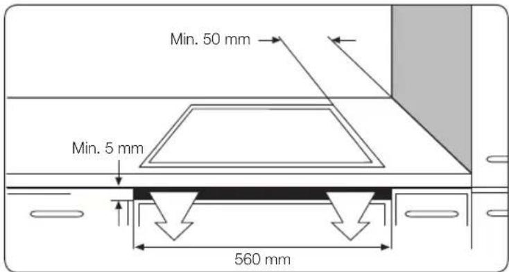 Min. 50 mm Min. 5 mm 560 mm