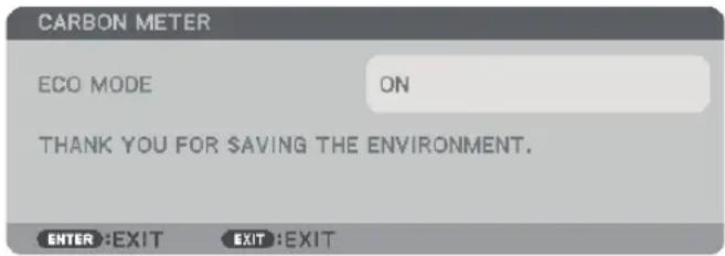 CARBON METER ECO MODE ON THANK YOU FOR SAVING THE ENVIRONMENT. ENTER:EXIT EXIT:EXIT