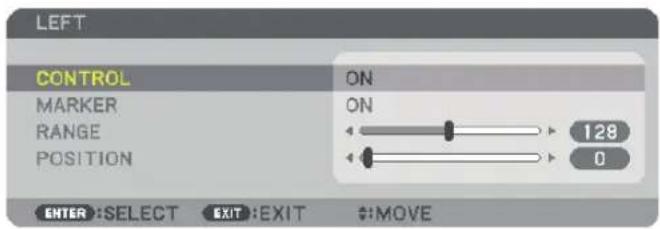 LEFT CONTROL ON MARKER ON RANGE 128 POSITION 0 ENTER: SELECT EXIT: EXIT #:MOVE