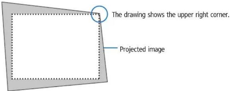 The drawing shows the upper right corner. Projected image