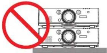 Prohibition sign with red prohibition symbol over two stacked devices