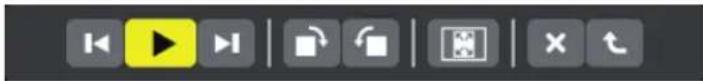 User interface toolbar with play button, playback control icons, and navigation buttons