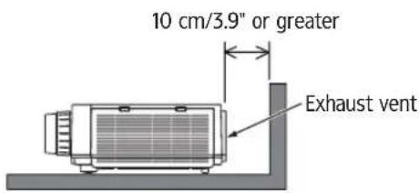 10 cm/3.9" or greater Exhaust vent