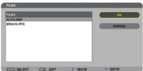 FILED ALFA.DER BRAVO.PFX OK CANCEL ADD SELECT EXIT : .MOVE → .MOVE