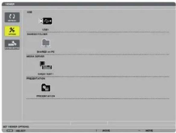 USER USER1 SHARED VOLDER SHARED w PC MEDIA SERVER temp: Next! PRESENTATION PRESENTATION SET VIEWER OPTIONS SELECT MOVE MOVE