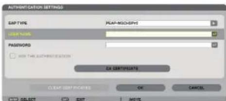 AUTHENTICATION SETTINGS E&P TYPE LOOKING PASSWORD ✓ SEE THIS AUTHORIZATION EX CERTIFICATE CLEAR CERTIFICATE OK CANCEL SELECT EXIT ADDLE