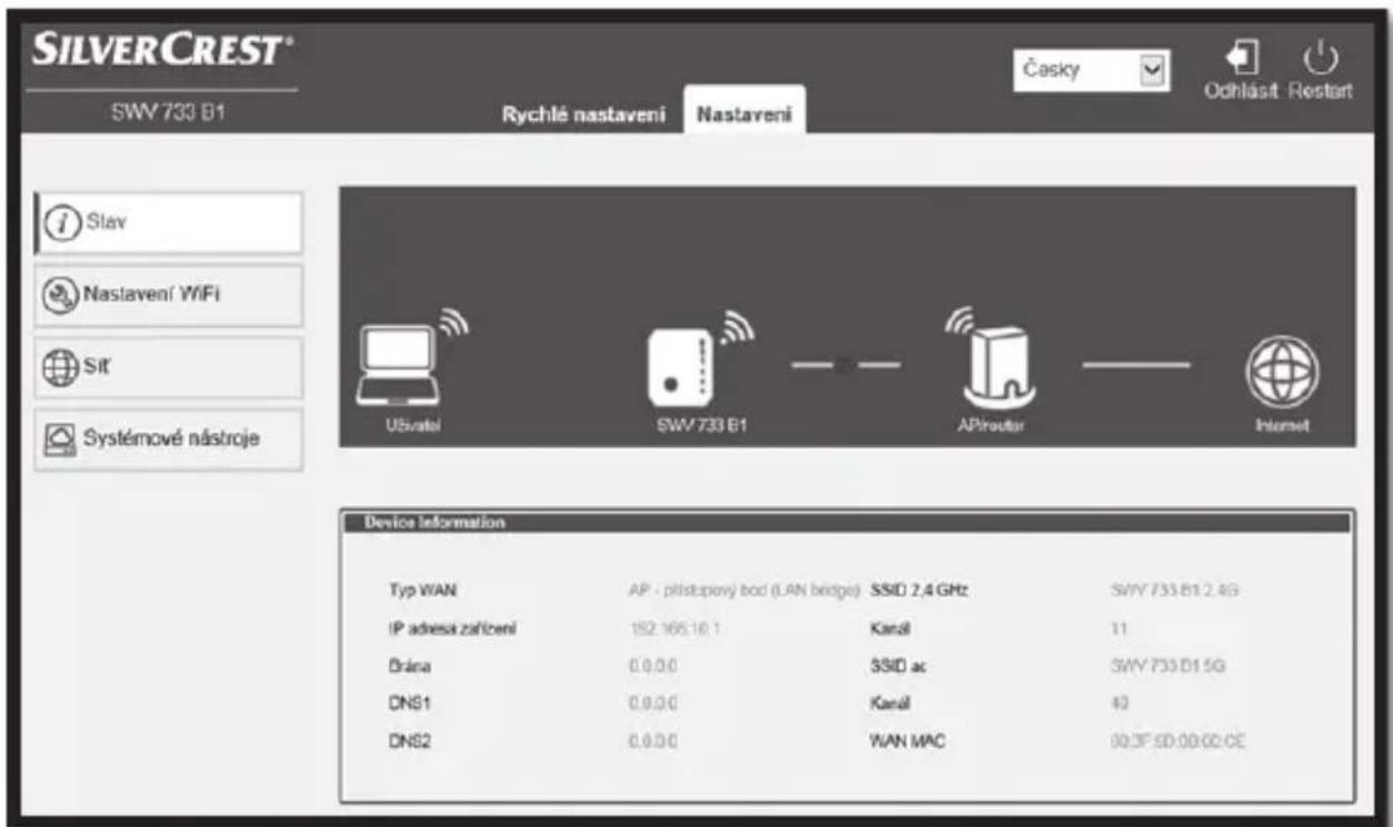 SILVERCREST SW 733 B1 - Konfigurační menu dvoupásmového zesilovače WiFi signálu - 5