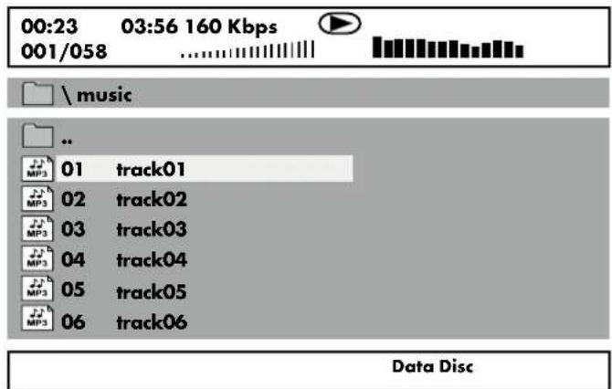 00:23 03:56 160 Kbps 001/058 ............\music MP3 01 track01 MP3 02 track02 MP3 03 track03 MP3 04 track04 MP3 05 track05 MP3 06 track06 Data Disc