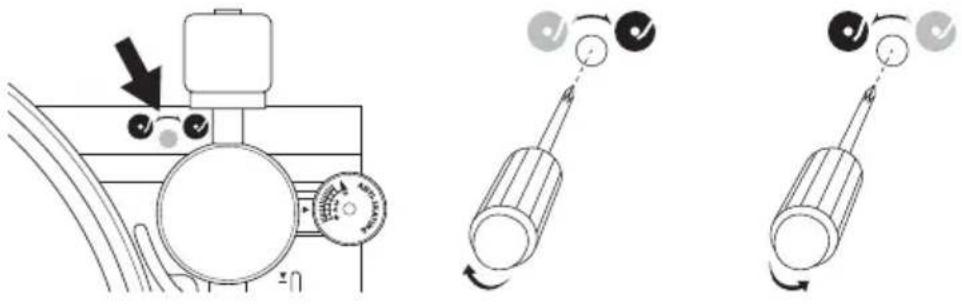 Technical diagram showing mechanical assembly and three sequential steps with circular components and directional arrows indicating motion.