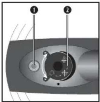 Technical diagram of a mechanical component with labeled parts 1 and 2