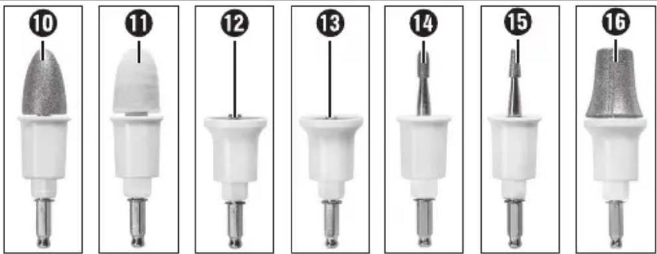 Image showing 16 labeled dental implant devices with numbered callouts (10–16) indicating different device types or features.