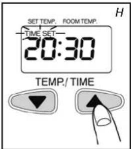 SET TEMP. ROOM TEMP. TIME SET 20:30 TEMP./ TIME