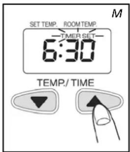SET TEMP. ROOM TEMP. TIMER SET 6:30 TEMP./ TIME