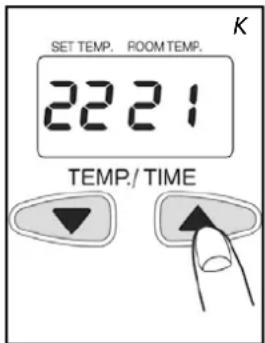 SET TEMP. ROOM TEMP. 22.21 TEMP./ TIME K
