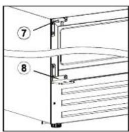 Technical diagram showing labeled components of a mechanical or architectural assembly with numbered parts 7 and 8.