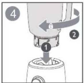 Diagram showing a mechanical device with labeled parts and directional arrows indicating motion or force