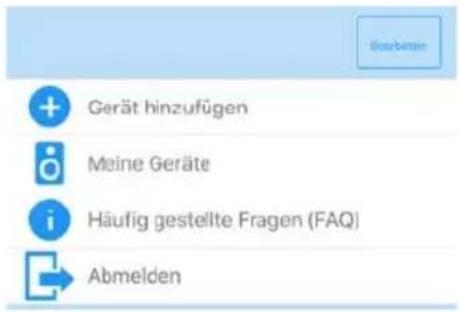 Gerät hinzufügen Meine Geräte Häufig gestellte Fragen (FAQ) Abmelden