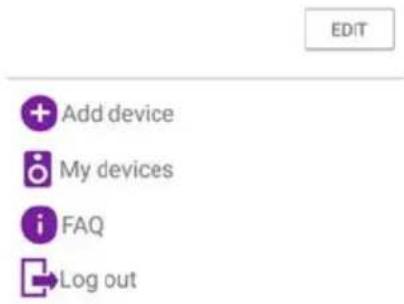 EDIT Add device My devices FAQ Log out