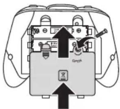 Diagram of an electronic device rear panel with labeled ports and directional arrows indicating movement or operation.