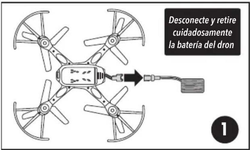 Desconecte y retire cuidadosamente la batería del dron 1