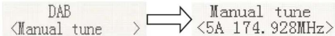 DAB → Manual tune <5A 174.928MHz>
