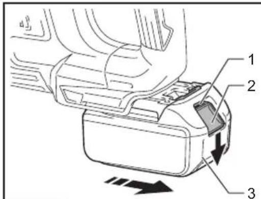 Technical diagram of a mechanical component with numbered parts and directional arrows indicating movement or flow.