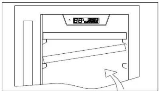 Simple line drawing of a door with an arrow indicating direction (no text or symbols).