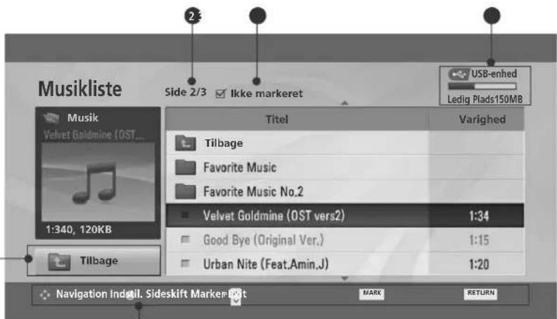 Musicliste Side 2/3 ✓ Ikke markeret USB-enhed Ledig Plads150MB Titel Varighed Tilbage Favorite Music Favorite Music No.2 Velvet Goldmine (OST vers2) 1:34 Good Bye (Original Ver.) 1:15 Urban Nite (Feat.Amin.J) 1:20 1:340, 120KB Tilbage Navigation Indagil. Sideskift Marker MARK RETURN