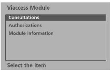 Viaccess Module Consultations Authorizations Module information Select the item
