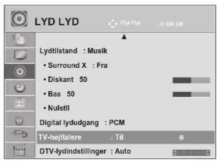 LG M2762DP - OPSÆTNING AF TIL/FRA FOR TV-H∅JTTALERE - 1