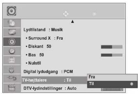 LG M2762DP - OPSÆTNING AF TIL/FRA FOR TV-H∅JTTALERE - 2