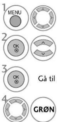 1 MENU 2 OK 3 OK 4 GR∅N Gå til