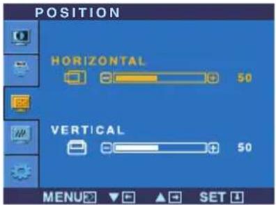 POSITION HORIZONTAL 50 VERTICAL 50 MENU ▼ ▲ SET