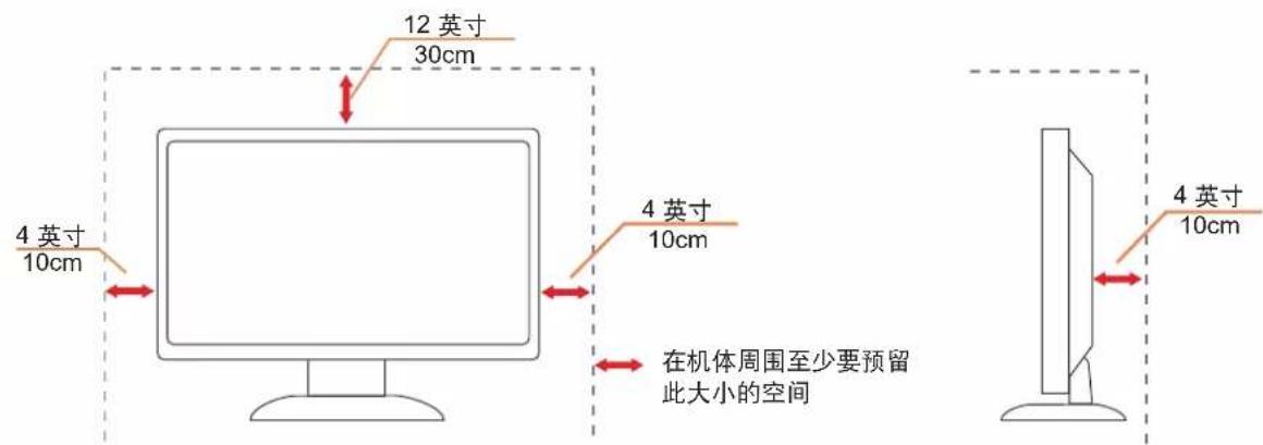 12 英寸 30cm 4 英寸 10cm 4 英寸 10cm 在机体周围至少要预留 此大小的空间 4 英寸 10cm