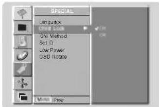 SPECIAL Language ISW Method Set ID Low Power OSD Rotate Move Press