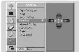 SCREEN Auto Configure ARC Zoom port Manual Config Screen Adj. Reset VGA Mode Move Flow
