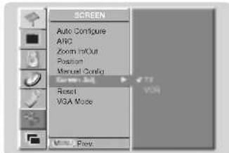 SCREEN Auto Configure ANC Zoom IntCut Position Manual Config Screen Set Reset VGA Mode More... Prev.
